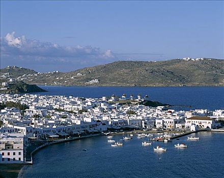 城镇景色,米克诺斯岛,基克拉迪群岛,希腊