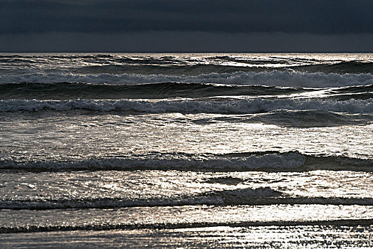 太平洋海岸,佳能海滩,波浪,逆光
