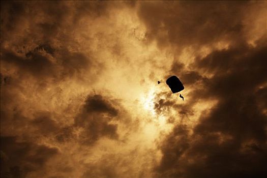 滑翔伞,阴天,法兰克福,黑森州,德国