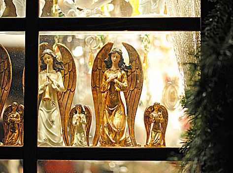 天使,小雕像,圣诞市场,斯图加特,巴登符腾堡,德国,欧洲