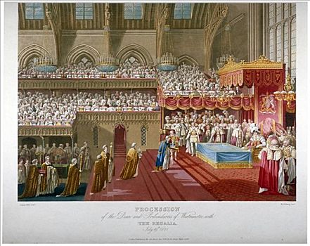加冕,乔治四世,威斯敏斯特宫,伦敦