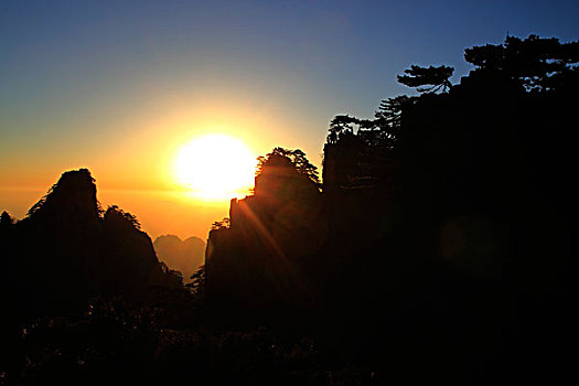 山岳,山顶,日出