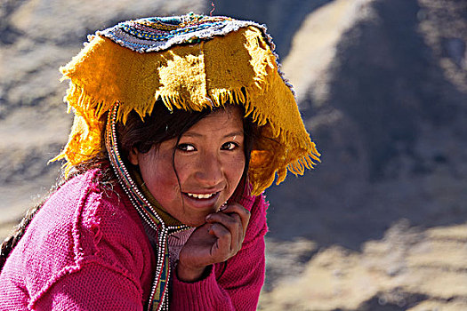 女孩,传统服装,头像,库斯科,省,秘鲁,南美