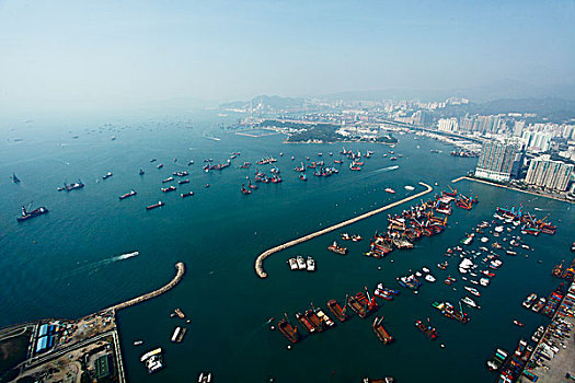 香港,商场,大厦,大楼,建筑,天际100大厦,维多利亚港,港口,轮船,俯视,全景