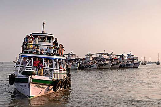游客,船,孟买,港口