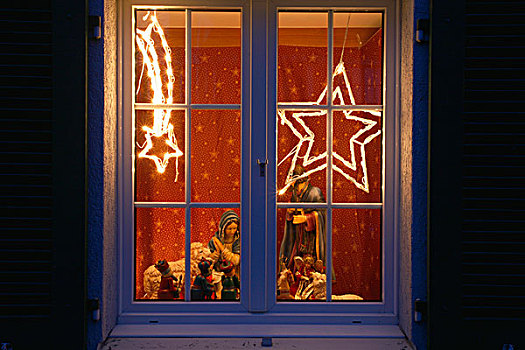 圣诞节,窗户,装饰,圣诞,场景,瑞士,欧洲