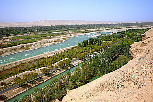 喀拉喀什河,沙漠绿洲,新疆和田县