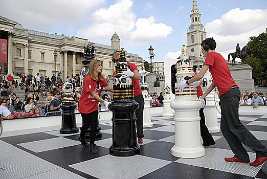 英格兰,伦敦,特拉法尔加广场,移动,巨大,棋子,局部,锦标赛,安装,2009年,设计,节日