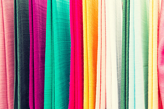 彩色,纺织品,亚洲,街边市场
