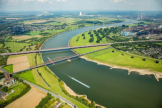 莱茵河,铁路桥,高速公路,桥,杜伊斯堡,鲁尔区,北莱茵威斯特伐利亚,德国,欧洲