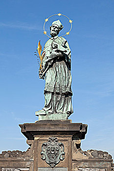 雕塑,圣约翰,查理大桥,布拉格,捷克共和国,欧洲