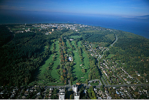航拍,高尔夫球场,温哥华,不列颠哥伦比亚省,加拿大