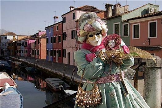 人,穿,面具,狂欢,威尼斯,意大利,欧洲