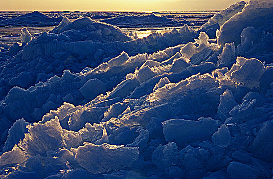 冰,岸边,温尼伯湖,曼尼托巴,加拿大