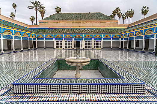 后面,院落,宫殿,巴伊亚,玛拉喀什,摩洛哥,非洲