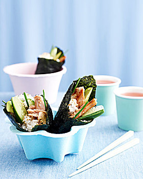 寿司卷,碗,午餐,概念
