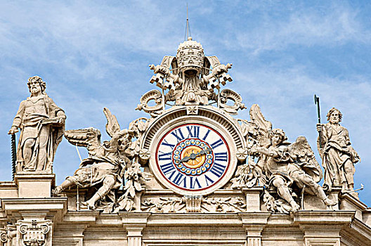钟表,雕塑,大教堂,梵蒂冈城,罗马,意大利,欧洲