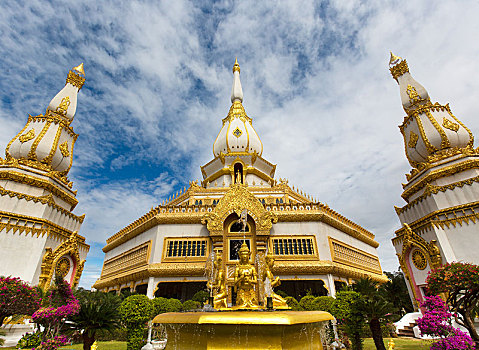 镀金,喷泉,正面,高,契迪,塔,寺院,庙宇,公园,省,东北方,泰国,亚洲