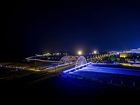 航拍夜景桥梁
