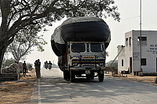 印度,卡车,桥,上方,河,靠近,瓜利尔,拉贾斯坦邦,北印度,亚洲