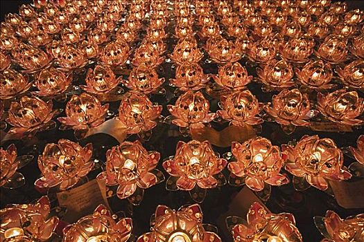 电,蜡烛,中国寺庙,泰国