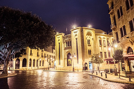 黎巴嫩,国会大厦,广场,夜晚,贝鲁特