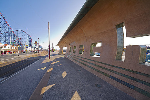 英格兰,兰开夏郡,布莱克浦,蔽护,文字,海滩,抠像,相对,游乐海滩,主题公园,南海滩