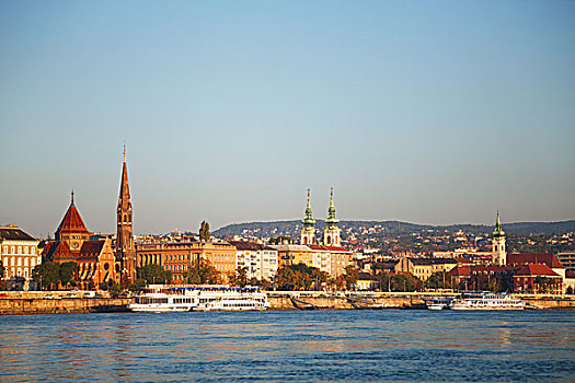 老,布达佩斯,俯视,风景,多瑙河,堤岸