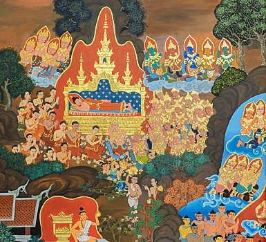 佛教寺庙,壁画,泰国