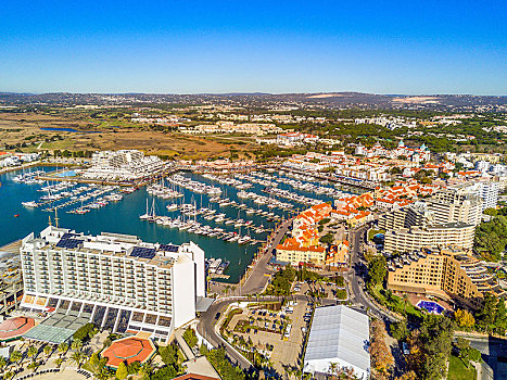 航拍,俯视,码头,旅游胜地,阿尔加维,葡萄牙,欧洲