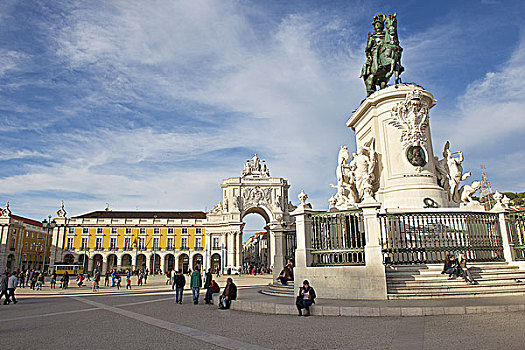 骑马雕像,商业,广场,里斯本,葡萄牙