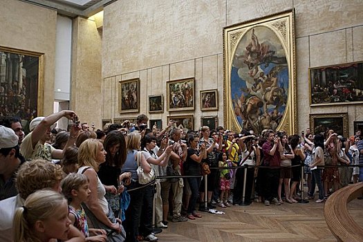 游客,一堆,蒙娜丽莎,卢浮宫,巴黎,法国