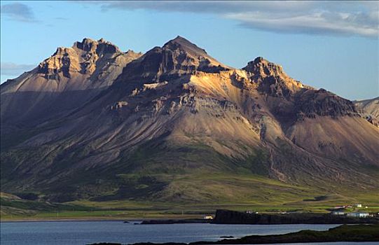 山,右边,峡湾,冰岛