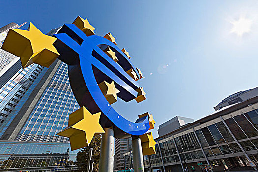 欧洲中央银行,欧元标志,法兰克福,黑森州,德国,欧洲