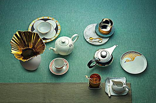 茶,瓷器,器具,豪华,镀金,造型