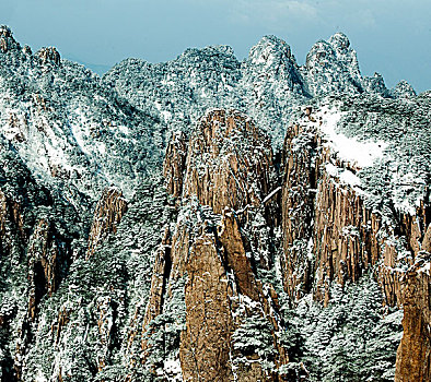 黄山,雪景,迎客松,树林,雪松,冰挂,岩石