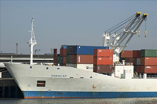 集装箱船,装载,汉堡港,德国