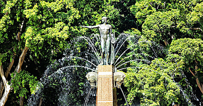 悉尼,老式,喷泉,靠近,公园