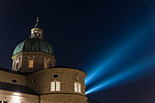 圆顶,大教堂,夜晚,前灯,历史,中心,萨尔茨堡,奥地利,欧洲