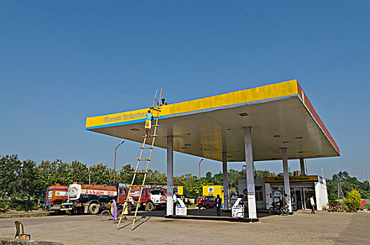 汽油,车站,阿萨姆邦,印度,亚洲