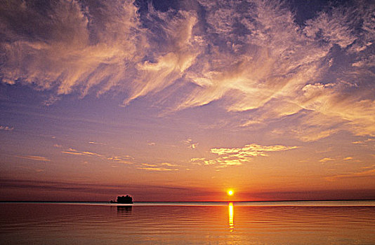 日落,清水,湖,省立公园,曼尼托巴,加拿大