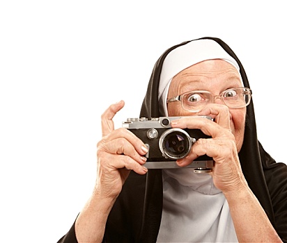 修女,老,相机