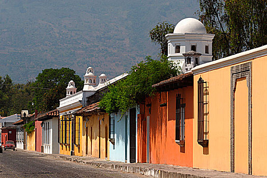 中美洲,危地马拉,安地瓜危地马拉,彩色,房子,街上