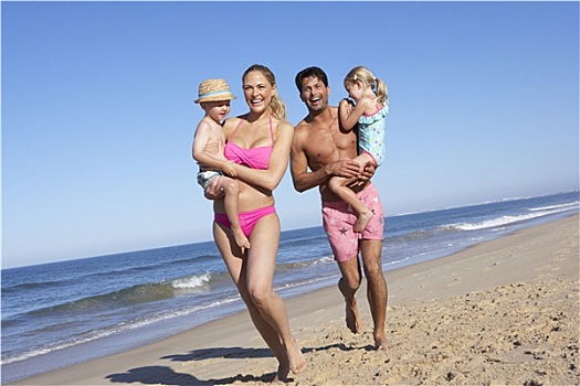 家庭,乐趣,海滩