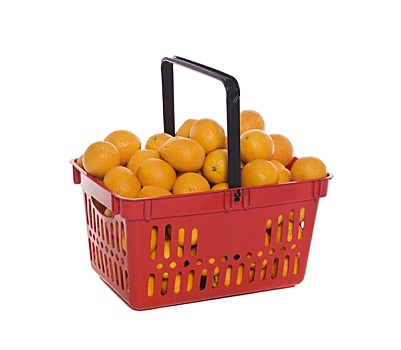 购物篮,橘子,隔绝,白色背景