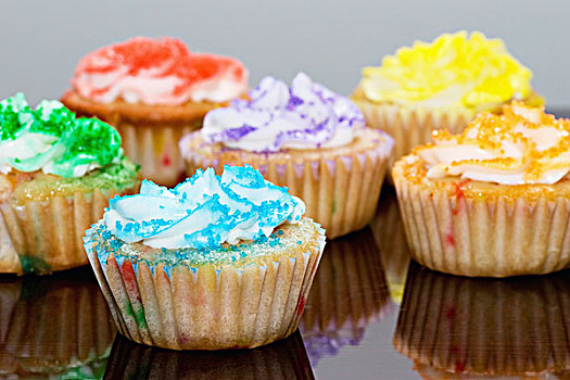 杯形蛋糕,装饰,多样,彩色,洒料,棚拍