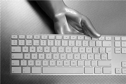 未来,银,灰色,手,键盘