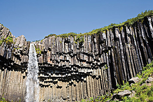 史瓦提瀑布,瀑布,玄武岩,柱子,斯卡夫塔菲尔国家公园,冰岛