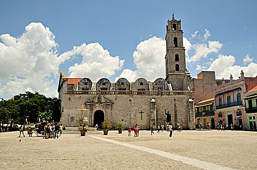 大教堂,老,城镇,哈瓦那,世界遗产,古巴,加勒比