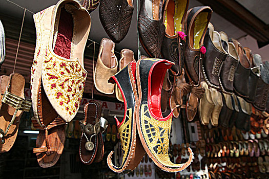 皮鞋,旅游,商品,出售,商店,店,靠近,风之宫,城市宫殿,独特,地标,斋浦尔,拉贾斯坦邦,印度